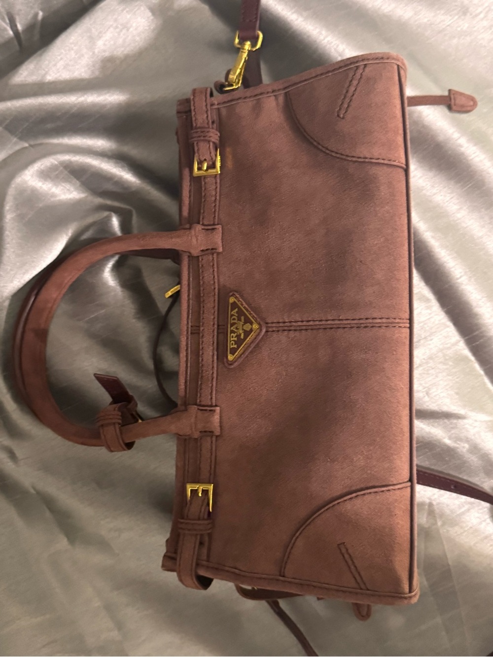 Prada Brown Suede Satchel Bag - Picture 13 of 16